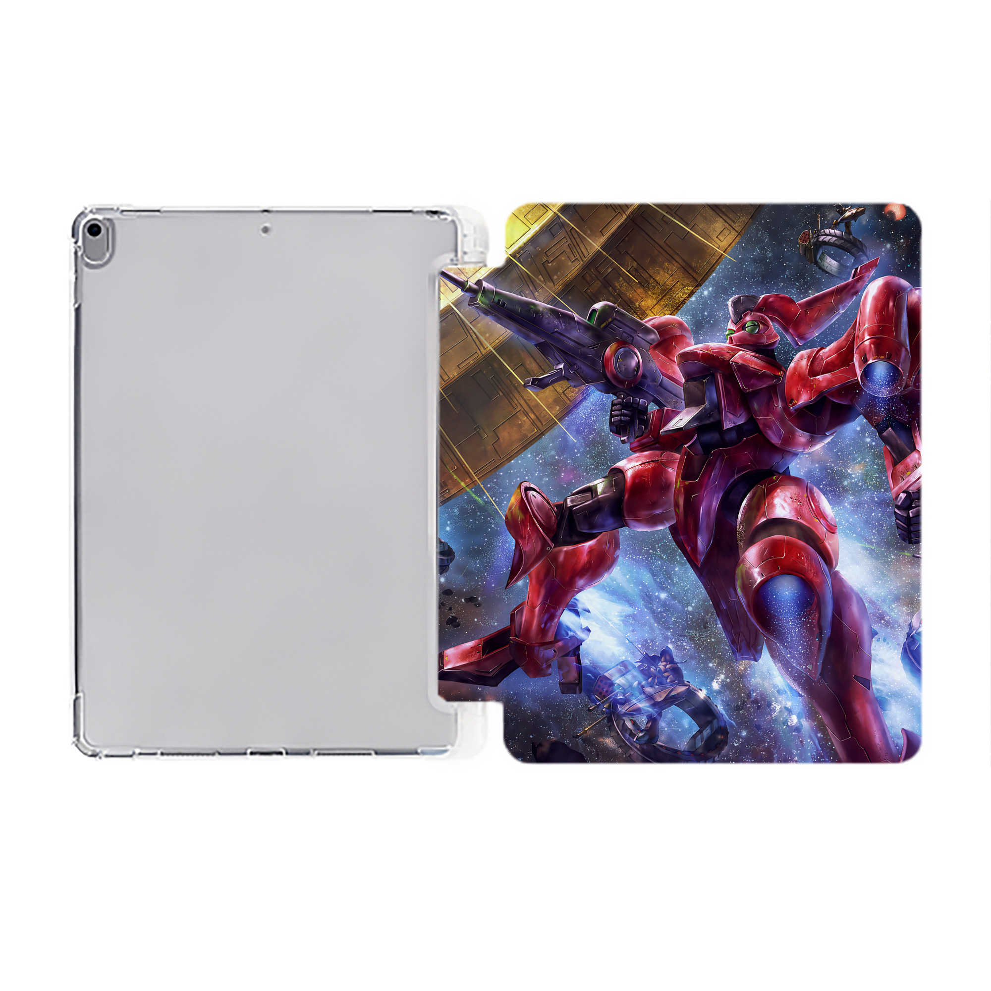 （画像用） 機動戦士ガンダム Mobile Suit Gundam IPad ケース ペン収納付き 三つ折りスタンド PUレザー×シリコン 対応機種9.5/10.5/10.9インチ
